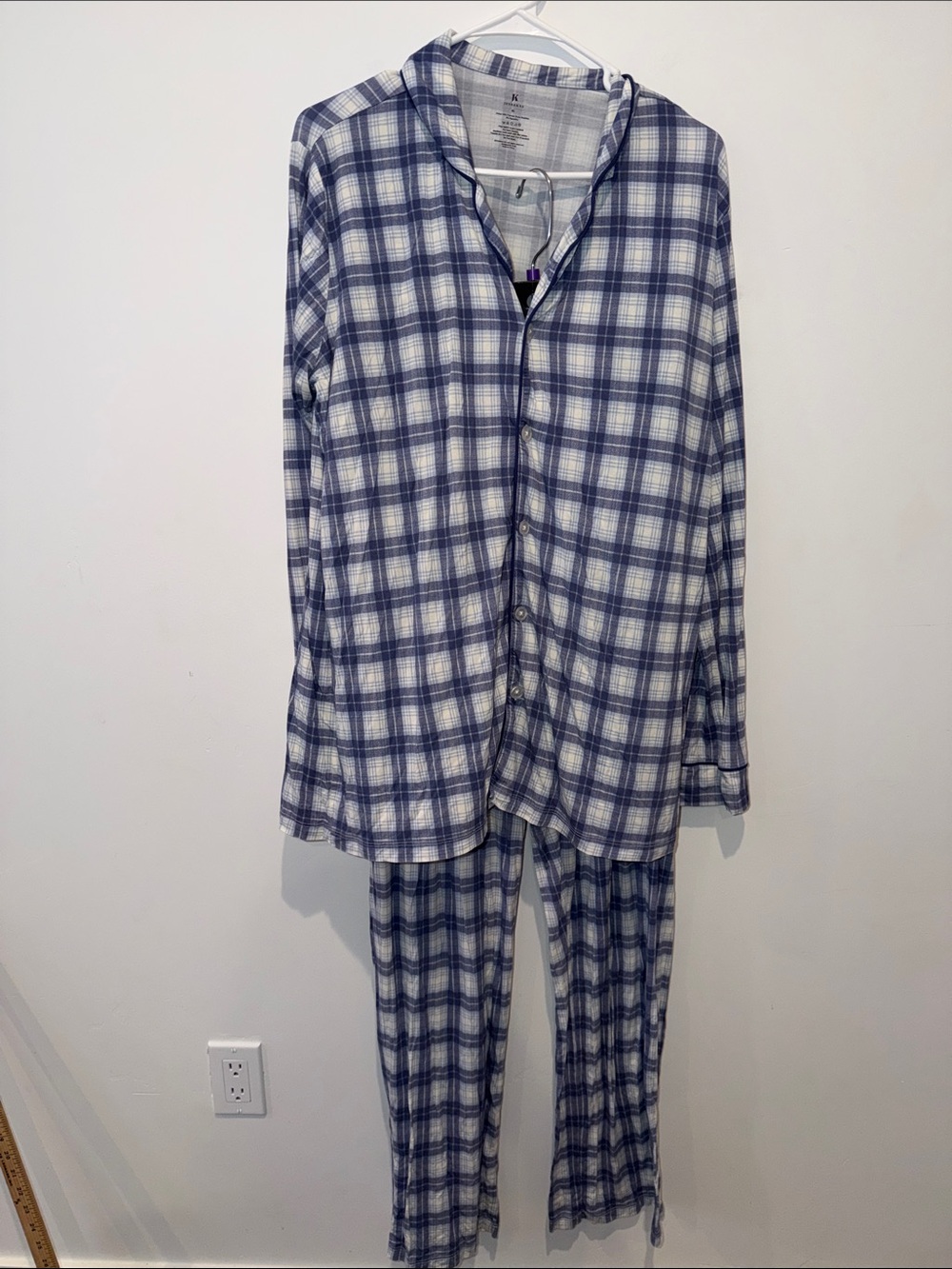 JessaKae Blue Plaid Pajama Set Long Sleeves Women's Size XL